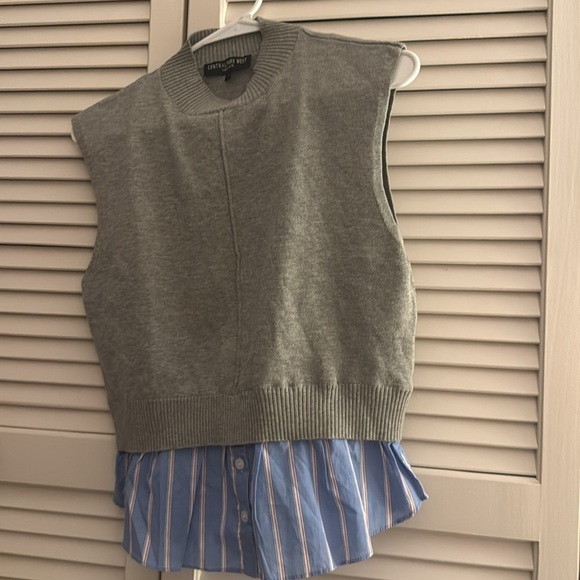 Central Park West Gray/Blue Top Size Small NWOT Revolve Brand NYC Viscose Cotton - Picture 5 of 6